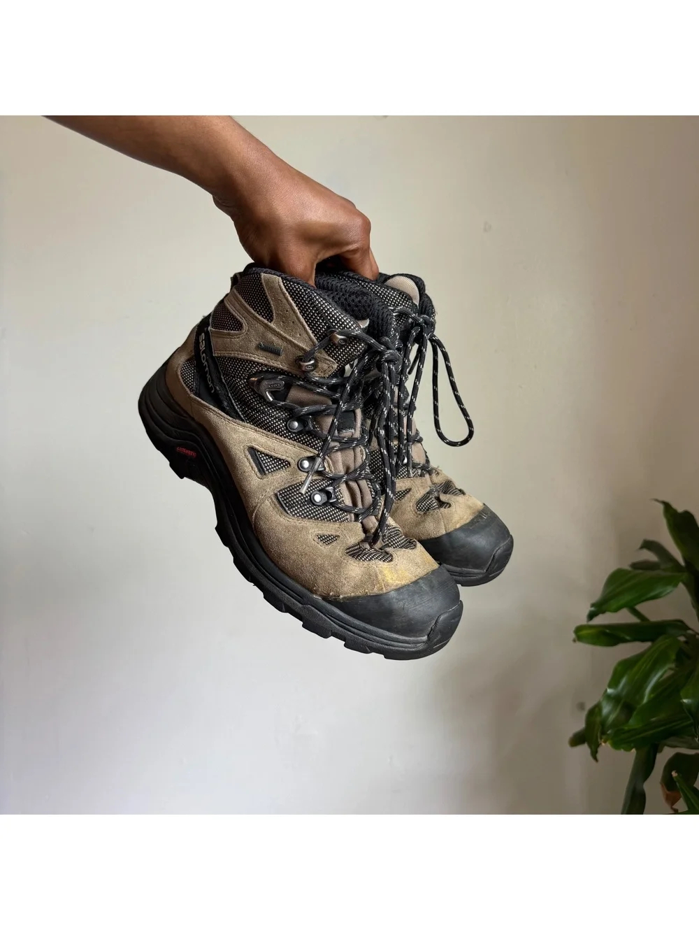 Vintage Salomon Gore-Tex Hiking Boots Earth Tone Brown Mesh Gorpcore US 8.5⁠